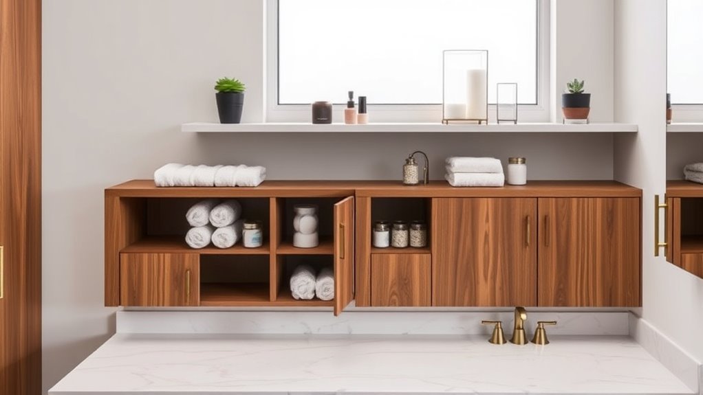organized storage bathroom cabinets