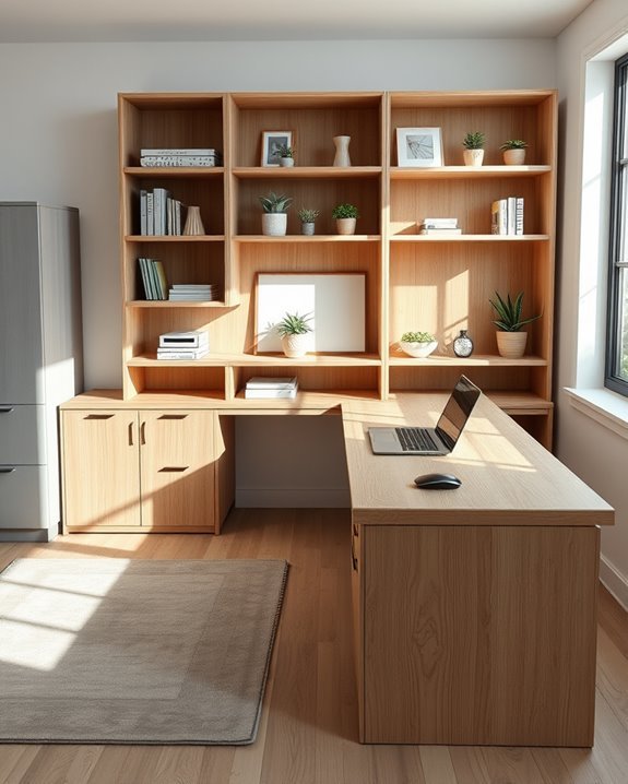 organized workspace with storage