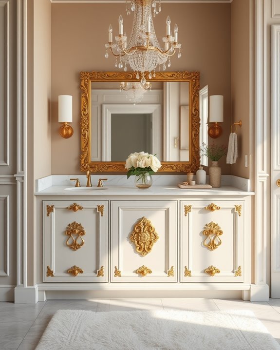 ornate gold bathroom hardware