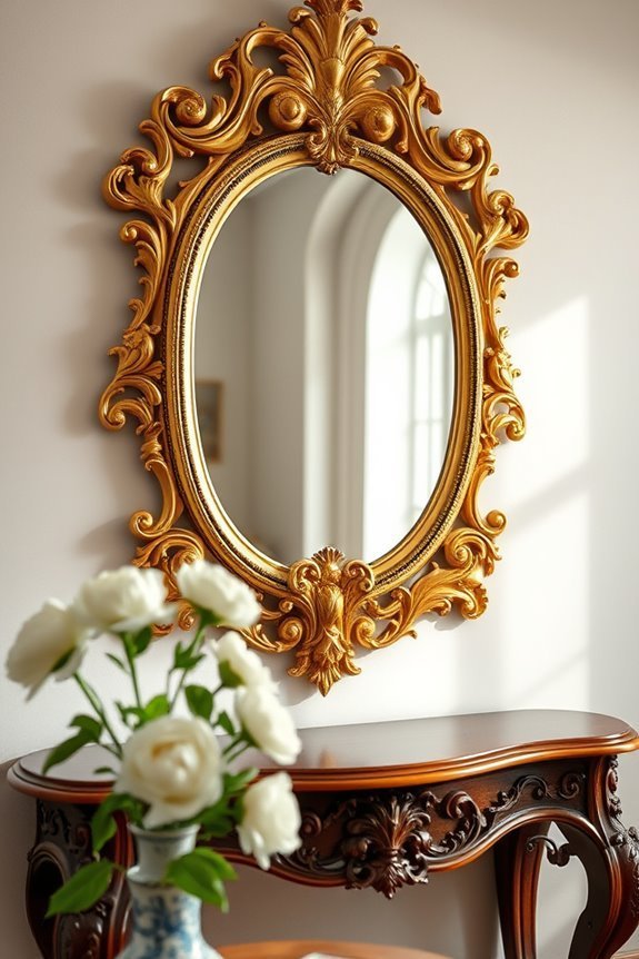ornate mirror adds elegance