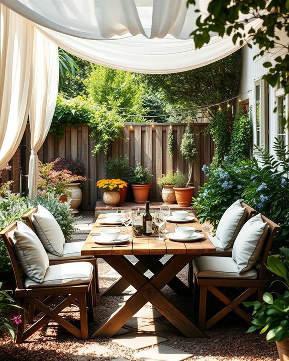 outdoor dining space setup