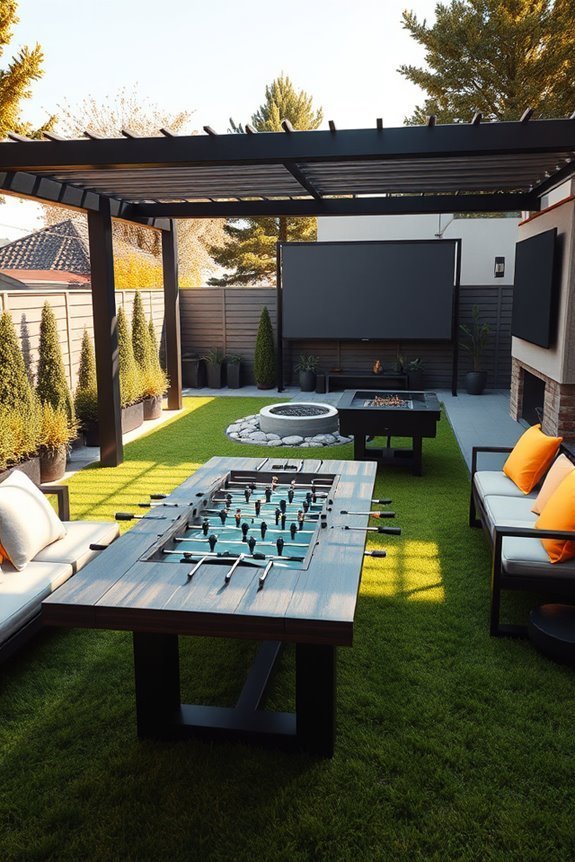 outdoor gaming area setup