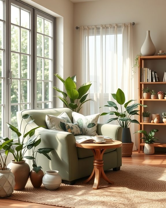 outdoor inspired cozy reading nook
