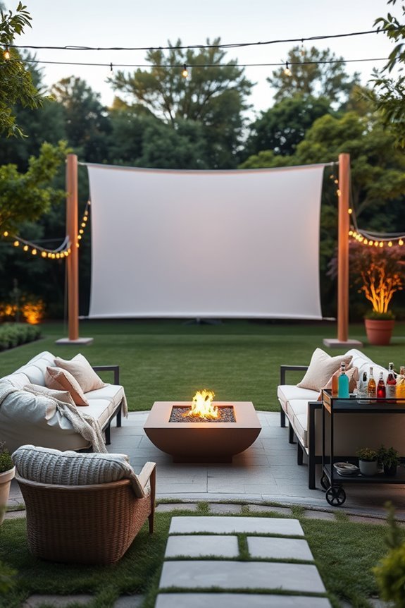 outdoor movie night setup