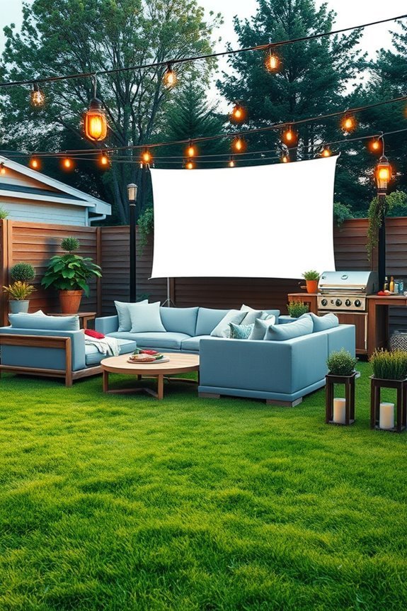 outdoor movie night setup