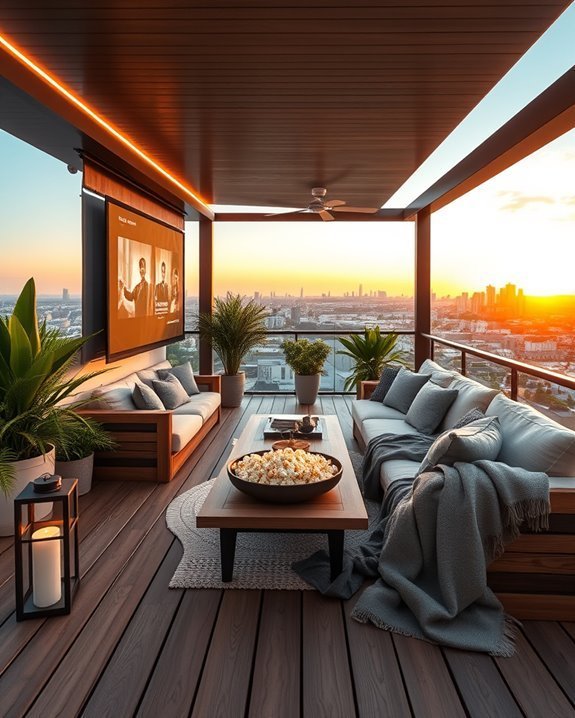outdoor movie night setup