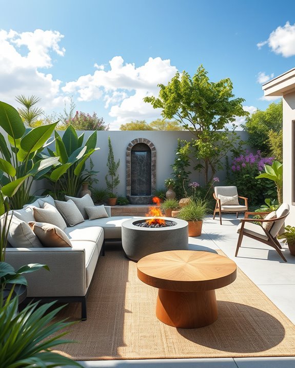 outdoor seating and lighting