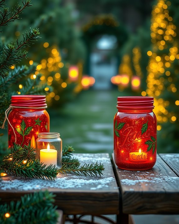 painted mason jar lanterns