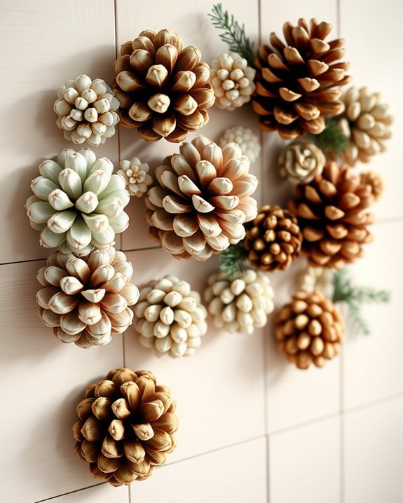 painted pinecone wall decor