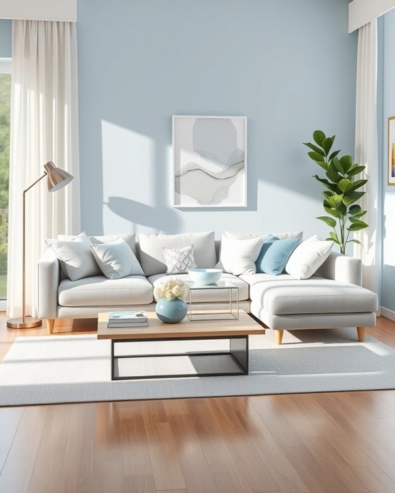 pastel blue serene living