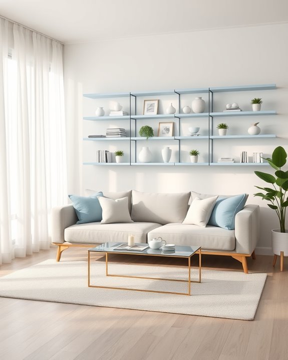 pastel blue shelving elegance