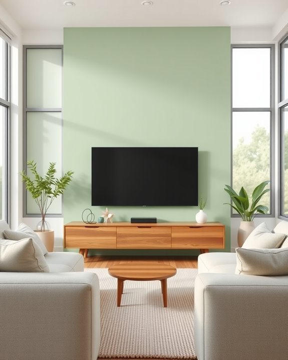 pastel green and wood