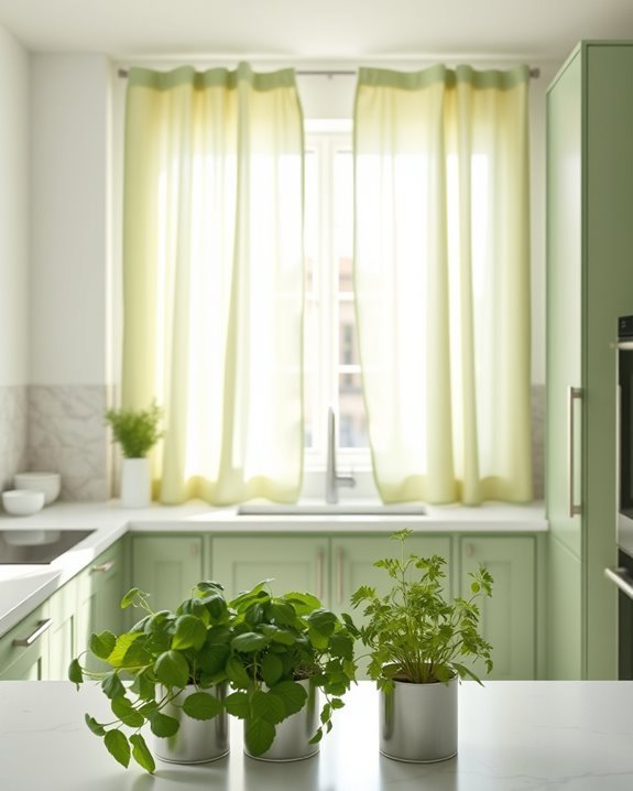 pastel green kitchen ambiance
