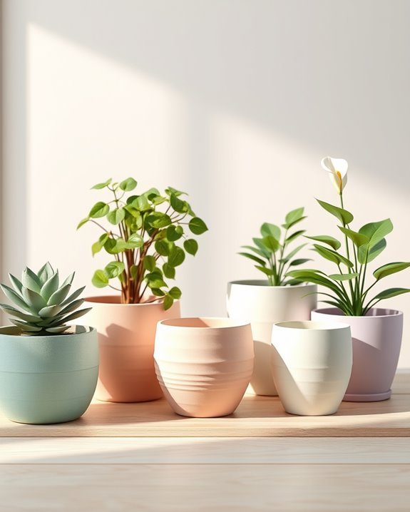 pastel planters enhance decor