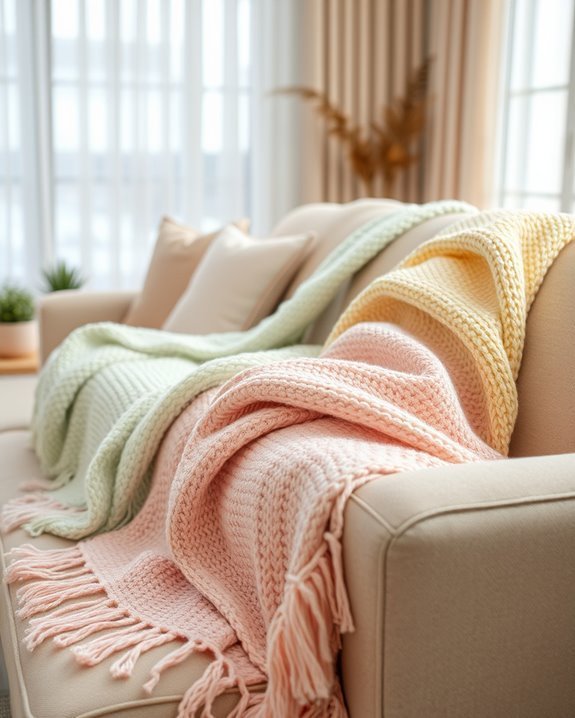 pastel throws for decor