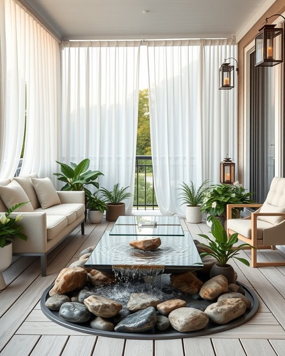 peaceful balcony water feature