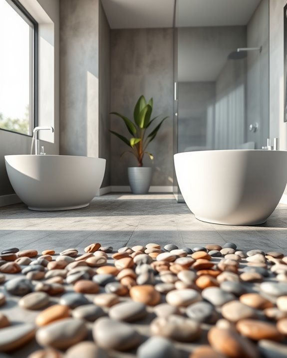 pebble embedded concrete elegance