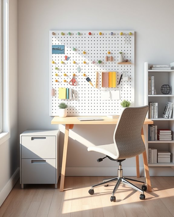 pegboard organization for workspace