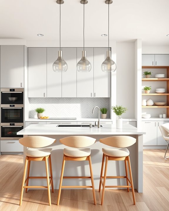 pendant lighting above half wall