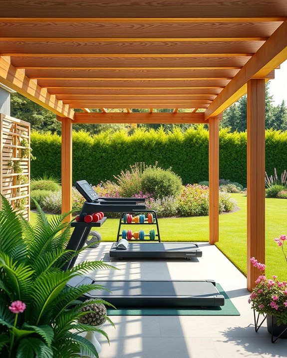 pergola with exercise stations