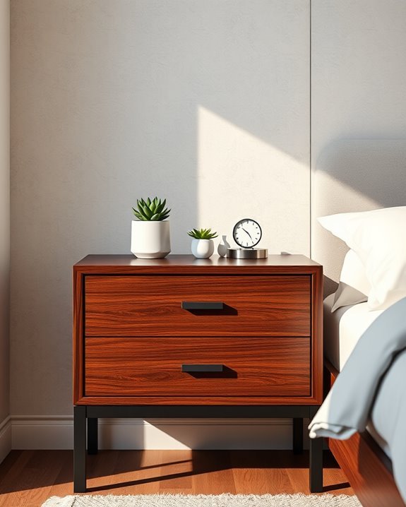 personalized dark wood bedside table