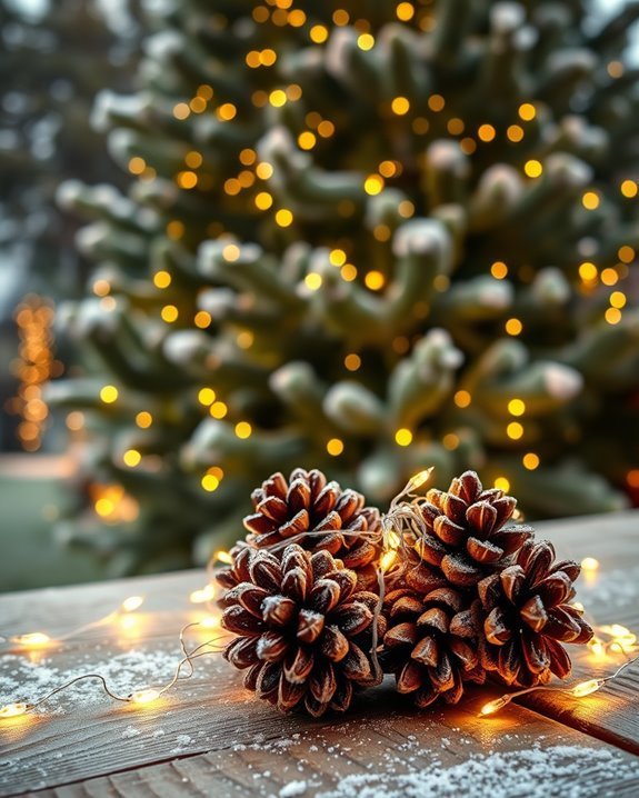 pine cones and lights