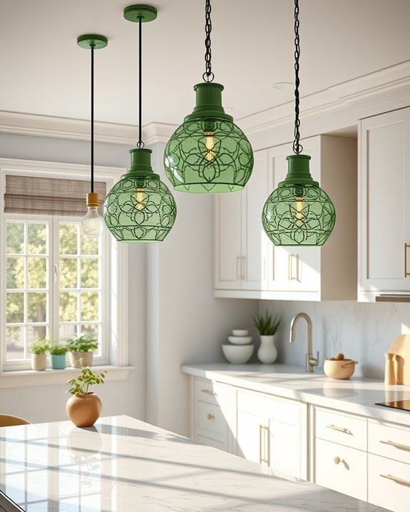 pistachio green kitchen lighting