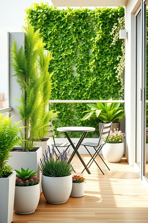 planters define balcony spaces