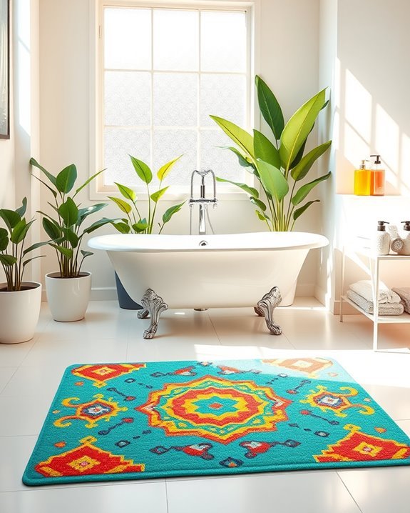 playful and vibrant bath mats