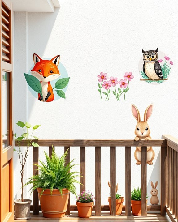 playful animal balcony illustrations