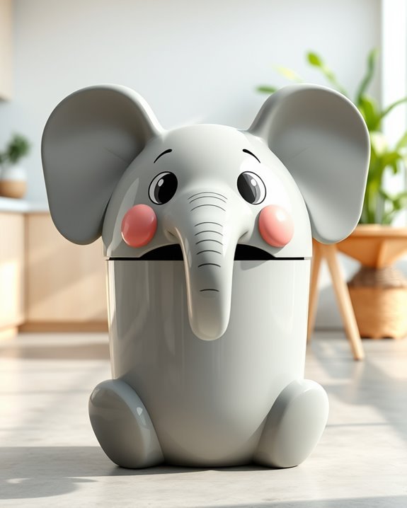 playful animal shaped trash can