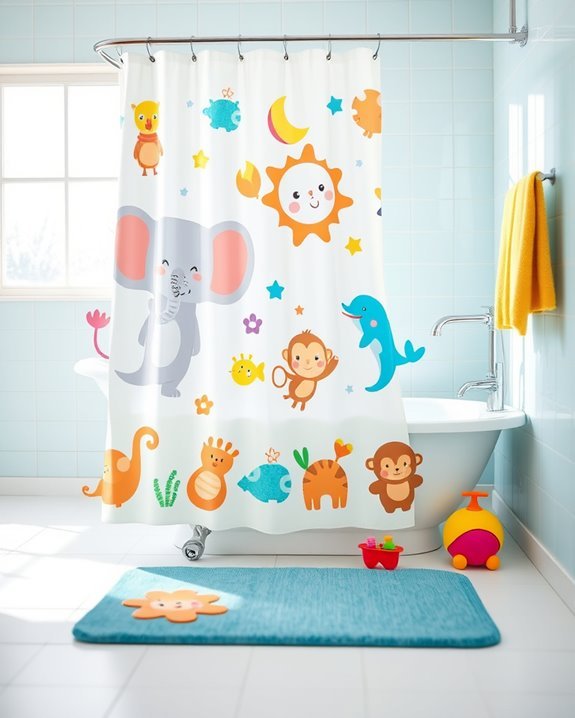 playful animal themed shower curtains