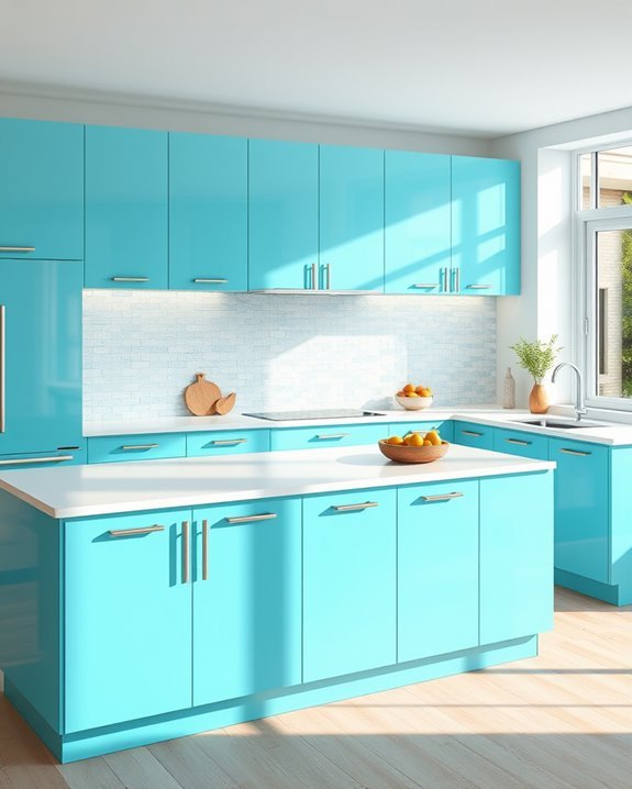 playful aqua kitchen design