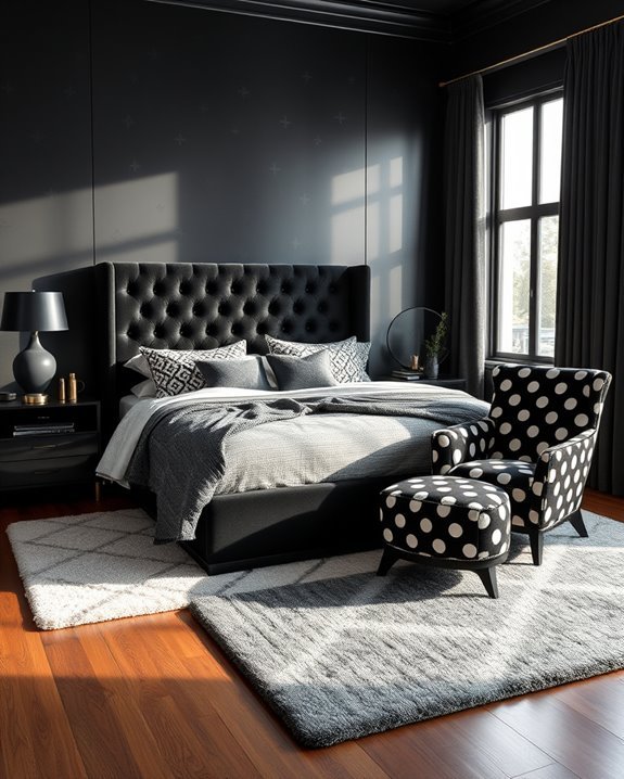 playful black bedroom patterns