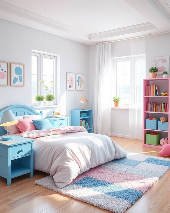 playful blue and pink