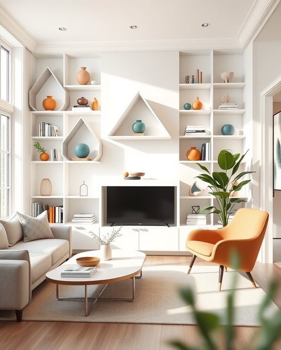 playful built in shelf design