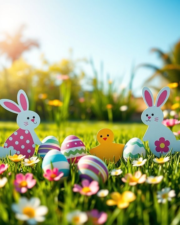 playful easter garden decorations