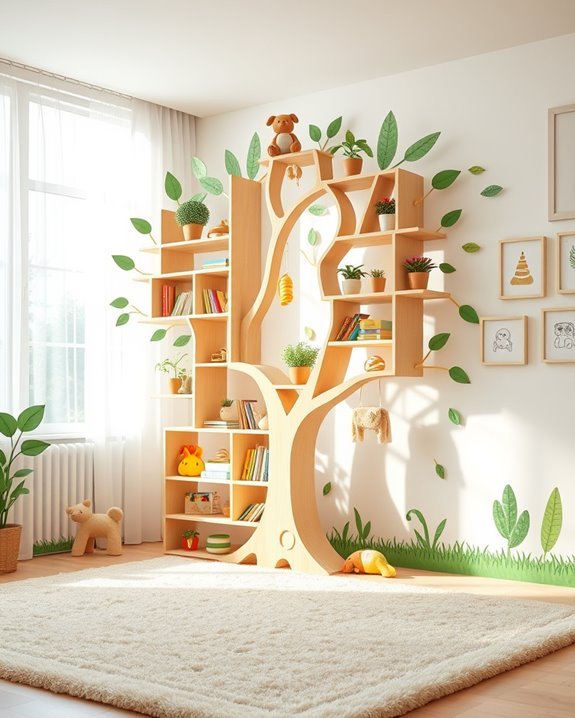 playful nature themed shelving designs