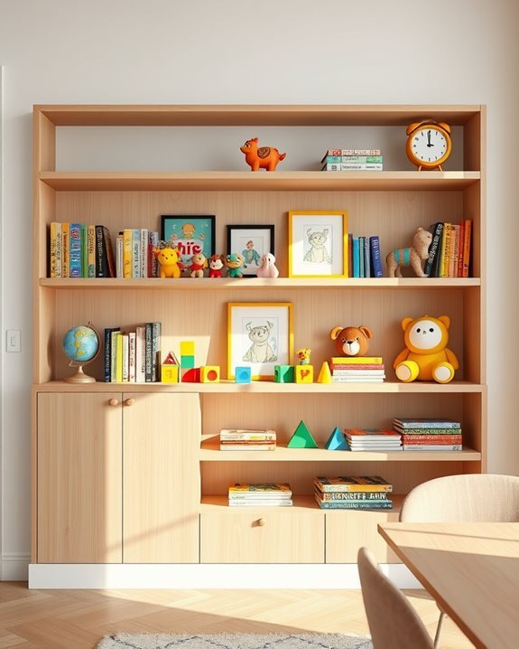 playful themed shelves display