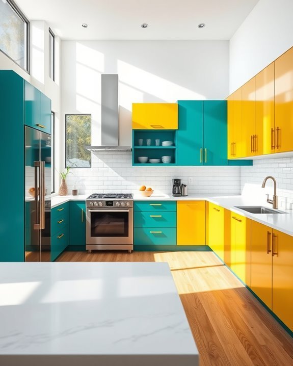 playful two tone kitchen designs