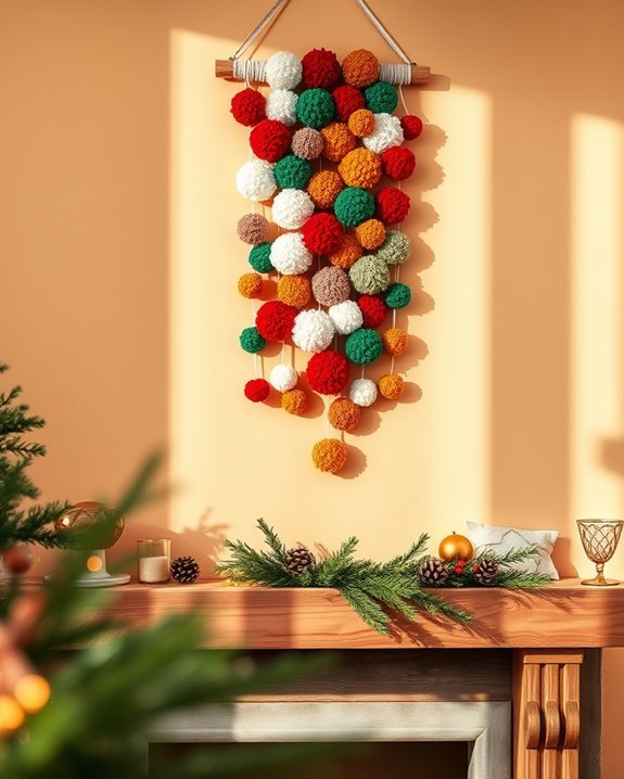pom pom christmas wall hanging
