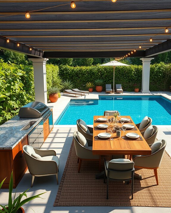 poolside kitchen entertainment space