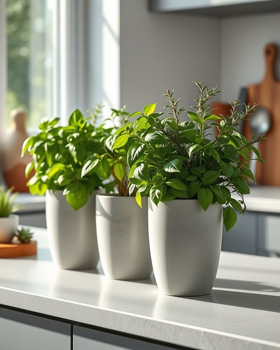 potted herbs for decor