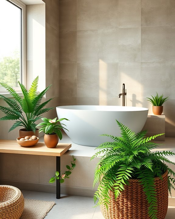 potted plants enhance bathrooms
