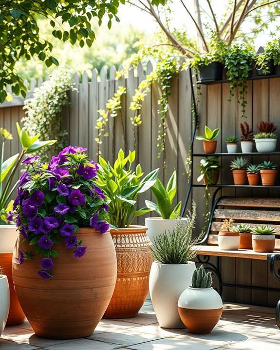 potted plants enhance garden aesthetics