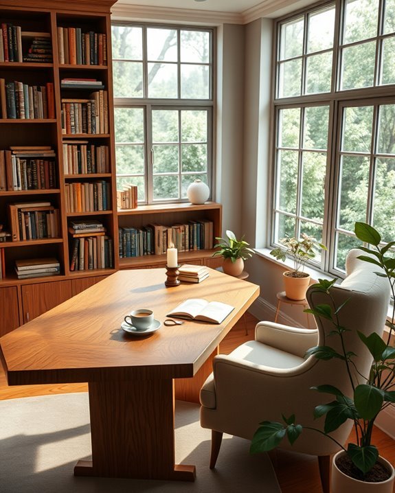quiet organized study space