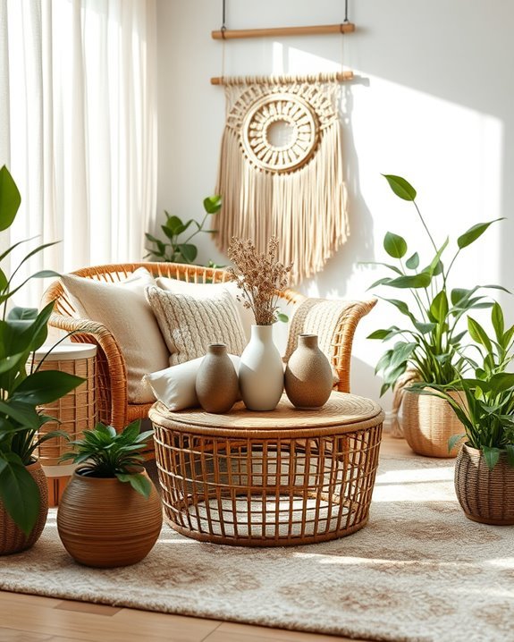 rattan and wicker accents