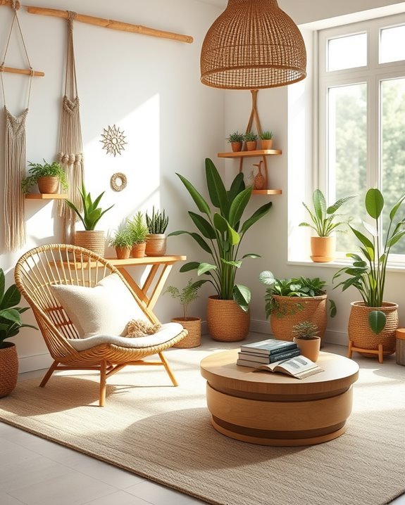 rattan enhances boho aesthetic