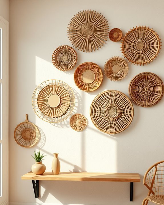 rattan wall baskets decor