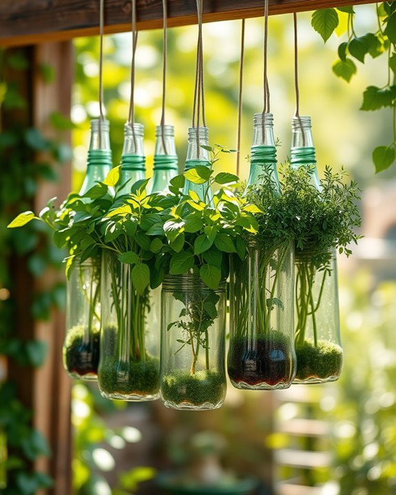 recycled bottle herb garden